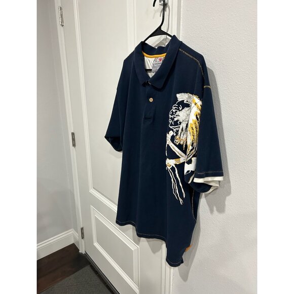 Pepe Jeans London Polo Shirt Navy Gold Sz 4XL Embroidered Native American Chief - Picture 3 of 10